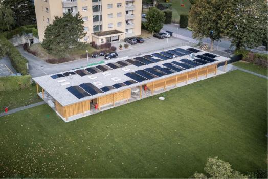 Überdachung Technikgebäude Schwimmbad, Martigny